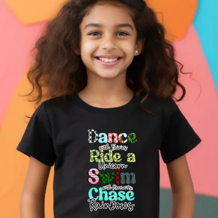 Kid's Dance with friends Ride a unicorn   Graphics Printed T-Shirt