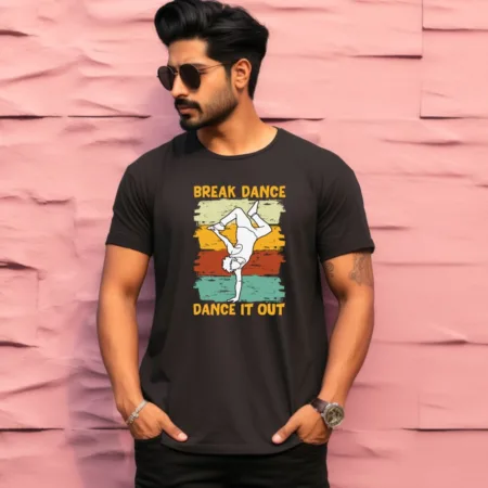 Men's Break Dance Dance It Out Design Printed T-Shirt
