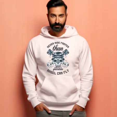 Men's Never Ride Faster Than Your Guardian Angel Can Fly Graphics Printed Hoodies