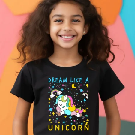 Kid's Dreams Like A Unicorn Graphics Printed T-Shirt
