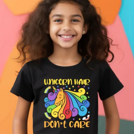 Kid's Unicorn Hair Don't Care Graphics Printed T-Shirt