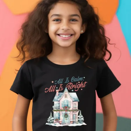 Kid's All Is Calm All Is Bright Graphics Printed T-Shirt