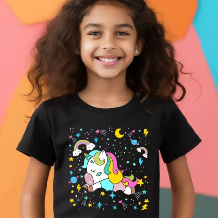 Kid's  Unicorn Life is Good Graphics Printed T-Shirt