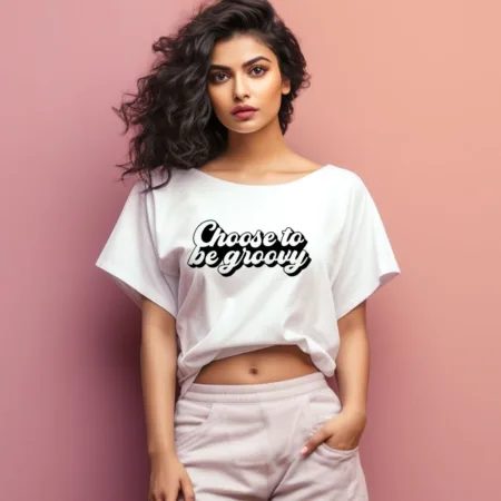 Women's Choose To Be Groovy Graphics Printed Oversized T-Shirt