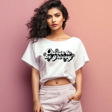 Women's Choose To Be Groovy Graphics Printed Oversized T-Shirt