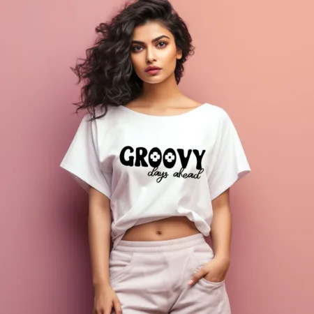 Women's Groovy Days A Head Graphics Printed Oversized T-Shirt