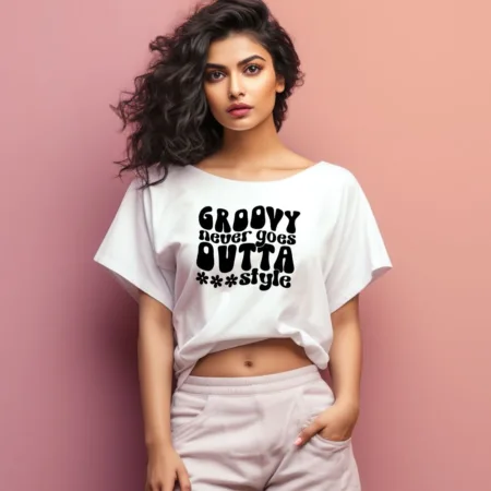 Women's Groovy Never Goes Outta Style Graphics Printed Oversized T-Shirt