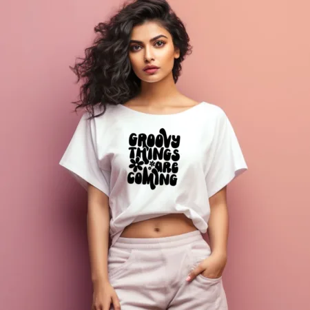 Women's Groovy Things Are Coming Graphics Printed Oversized T-Shirt
