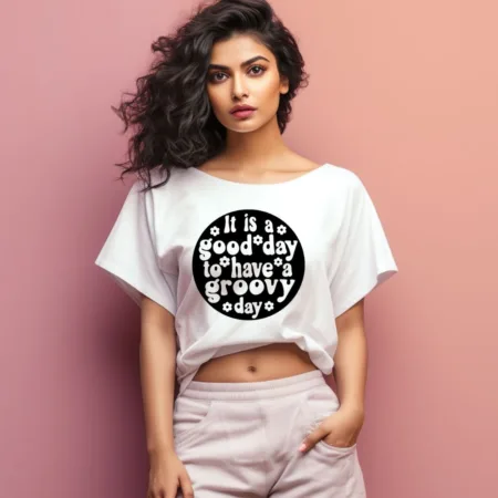 Women's It Is A Good Day To Have A Groovy Day Graphics Printed Oversized T-Shirt