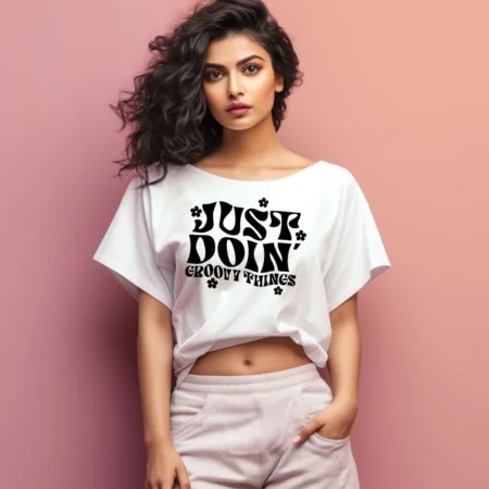 Women's Just Doin Groovy Things Graphics Printed Oversized T-Shirt