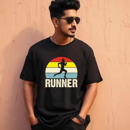 Men's Runner Graphics Printed Oversized T-Shirt