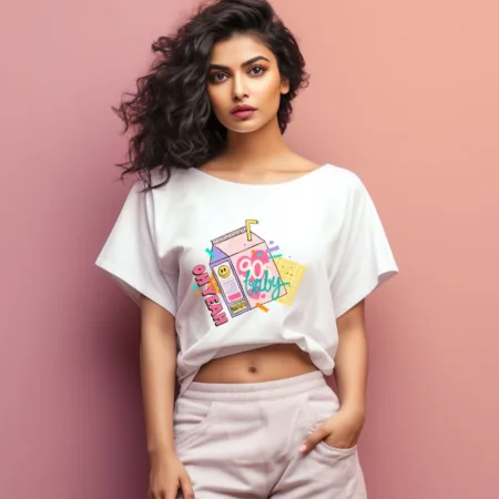 Women's Oh Yeah 90'S Baby Graphics Printed Oversized T-Shirt