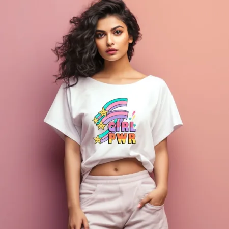 Women's Girl PWR Graphics Printed Oversized T-Shirt