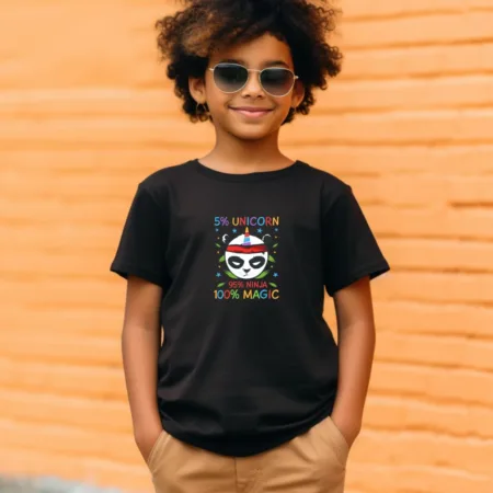 Kid's 5% Unicorn 95% Ninja 100% Magic Graphics Printed T-Shirt