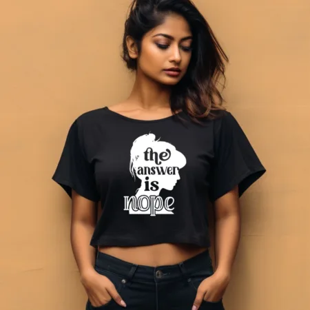 Women's The Answer Is Nope Graphics Printed Crop Tops