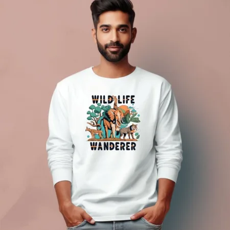 Men's Wild Life Wanderer Quote Printed Full Sleeve T Shirt
