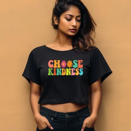 Women's Choose Kindness Quote Printed Crop Tops