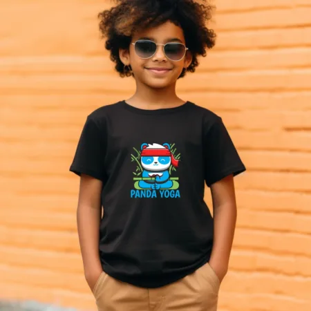 Kid's Panda Yoga Graphics Printed T-Shirt