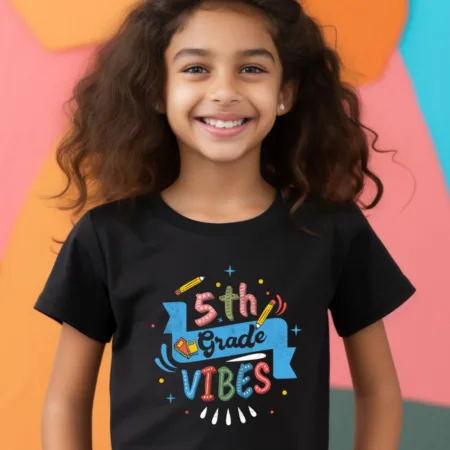 Kid's 5th Grade Vibes Graphics Printed T-Shirt