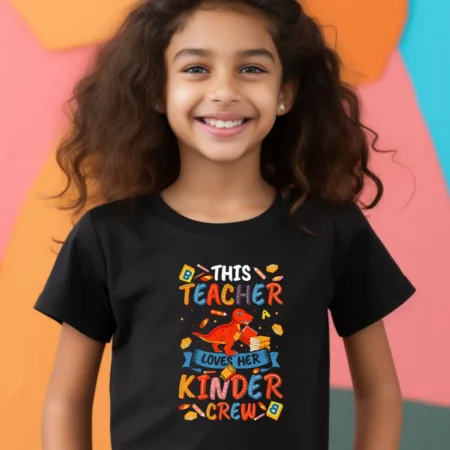 Kid's This Teacher Love Her Kinder crew Graphics Printed T-Shirt