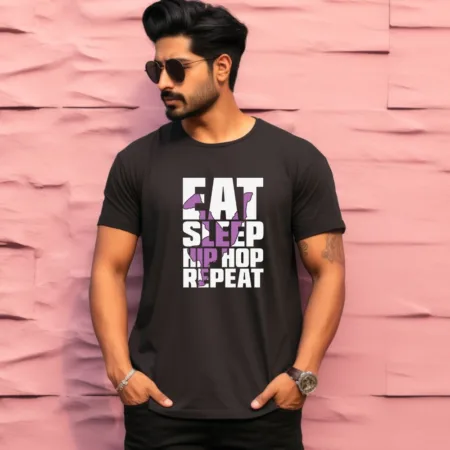 Men's Eat Sleep Hip Hop Respect Design Printed T-Shirt