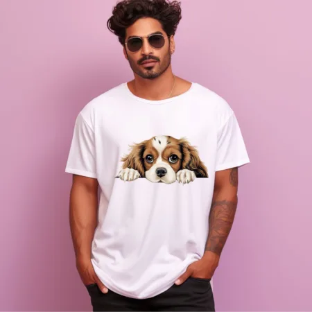 Men's Cavalier King Charles Spaniel Design Printed Oversized T-Shirt