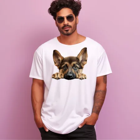 Men's German Shepherd Design Printed Oversized T-Shirt