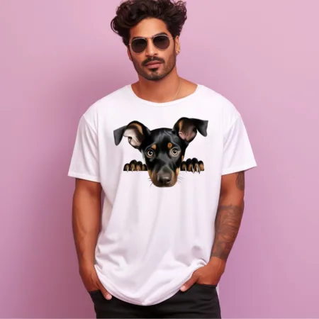 Men's Doberman Pinscher Design Printed Oversized T-Shirt
