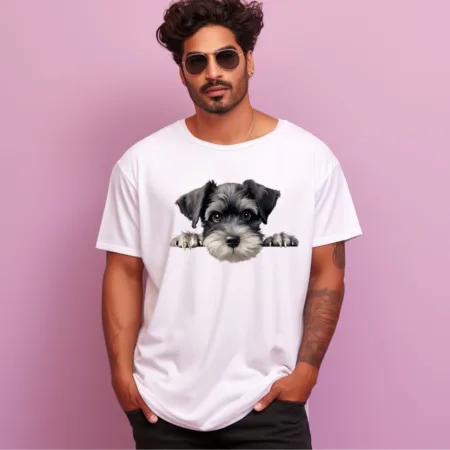 Men's Miniature Schnauzer Design Printed Oversized T-Shirt