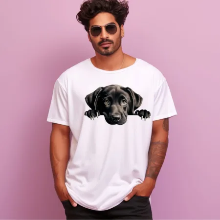 Men's Labrador Retriever Design Printed Oversized T-Shirt