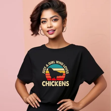 Women's Just a Girl Who Loves Chickens Graphics Printed Oversized T-Shirt