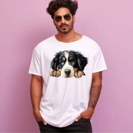 Men's Bernese Mountain Design Printed Oversized T-Shirt