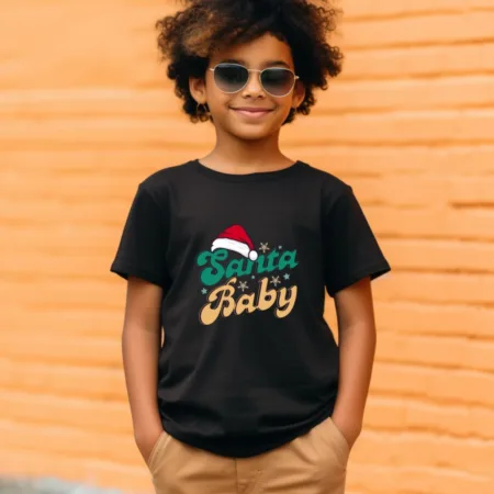 Kid's Santa Baby Graphics Printed T-Shirt