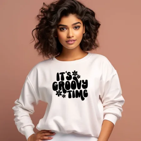 Women's It's Groovy Time Graphics Printed Sweatshirts