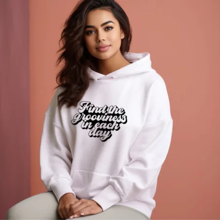 Women's Find The Grooviness In Each Day Graphics Printed Hoodies