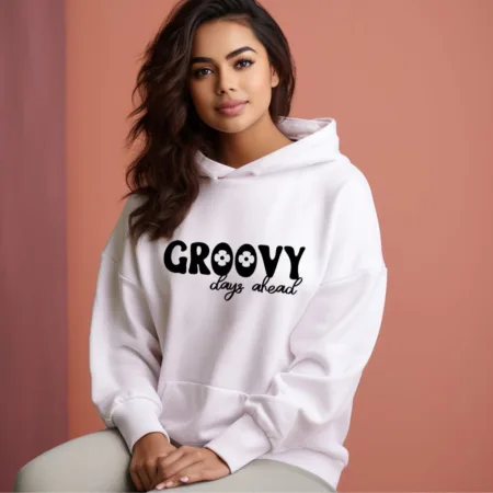 Women's Groovy Days A Head Graphics Printed Hoodies