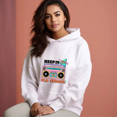 Women's Keep It 90'S Old School Graphics Printed Hoodies