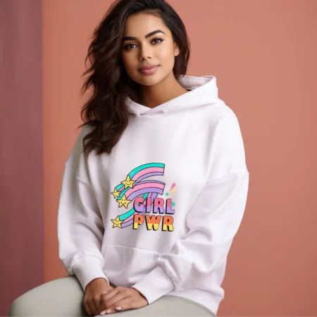 Women's Girl PWR Graphics Printed Hoodies