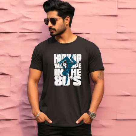Men's Hip Hop Was Dope In The 80's Design Printed T-Shirt