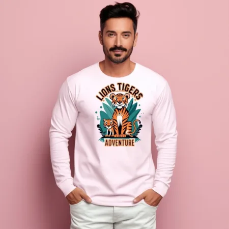 Men's Lions Tigers Adventure Graphics Printed Sweatshirts