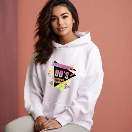 Women's Born in the 90'S Forever Young Graphics Printed Hoodies