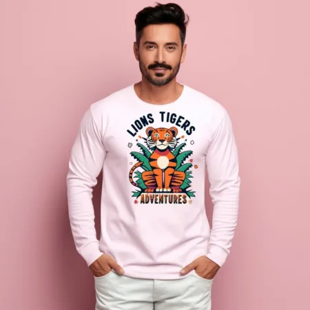 Men's Lions Tigers Adventure Graphics Printed Sweatshirts