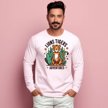 Men's Lions Tigers Adventure Graphics Printed Sweatshirts