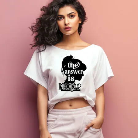 Women's The Answer Is Nope Graphics Printed Oversized T-Shirt