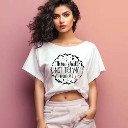Women's Thou Shall Not Try Me Graphics Printed Oversized T-Shirt