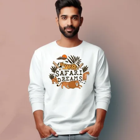 Men's Safari Dreams Quote Printed Full Sleeve T Shirt