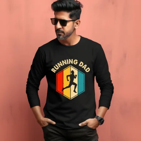 Men's Running Dad Graphics Printed Full Sleeve T Shirt