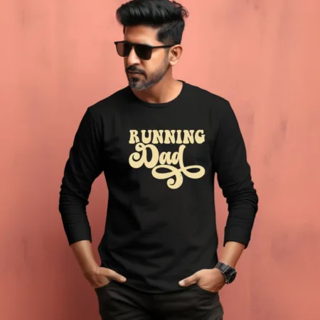 Men's Running Dad Graphics Printed Full Sleeve T Shirt