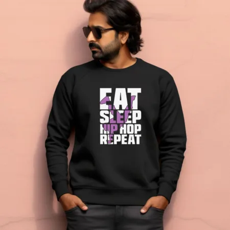 Men's Eat Sleep Hip Hop Respect Graphics Printed Sweatshirts