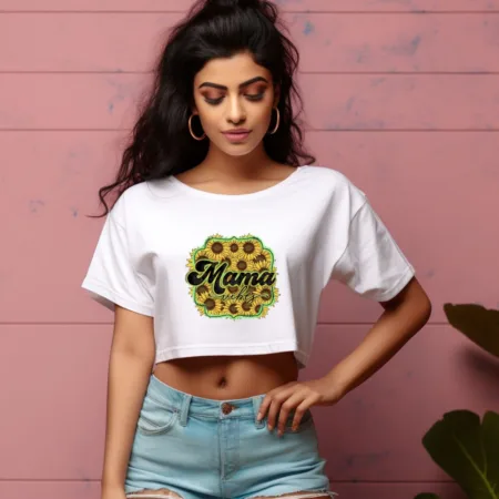 Women's Mama Vibes Graphics Printed Crop Tops